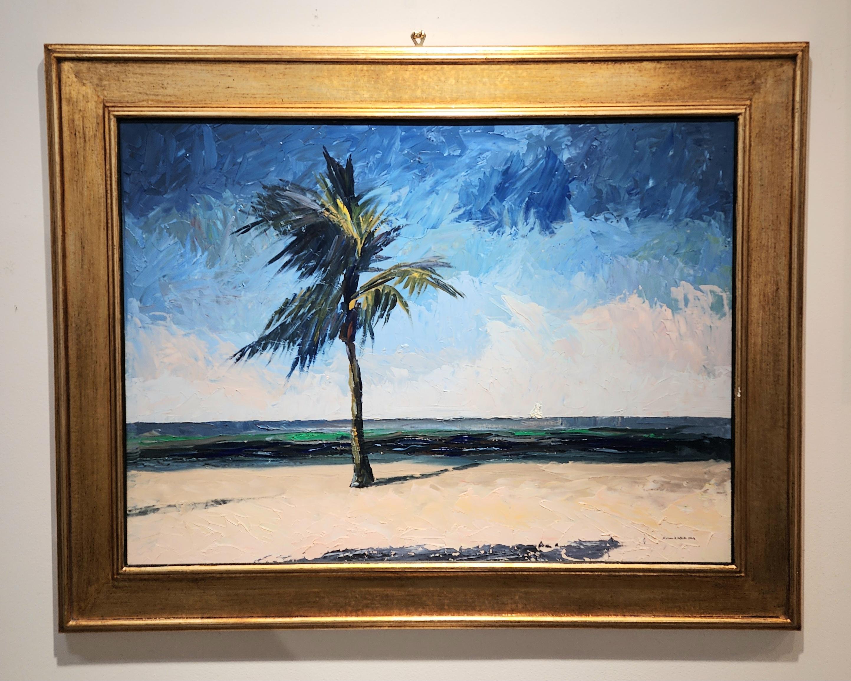 Nelson H. White Landscape Painting – Kabelstrand Nassau Impressionismus Realismus  26" x 35"  Florenzer Akademie $22000