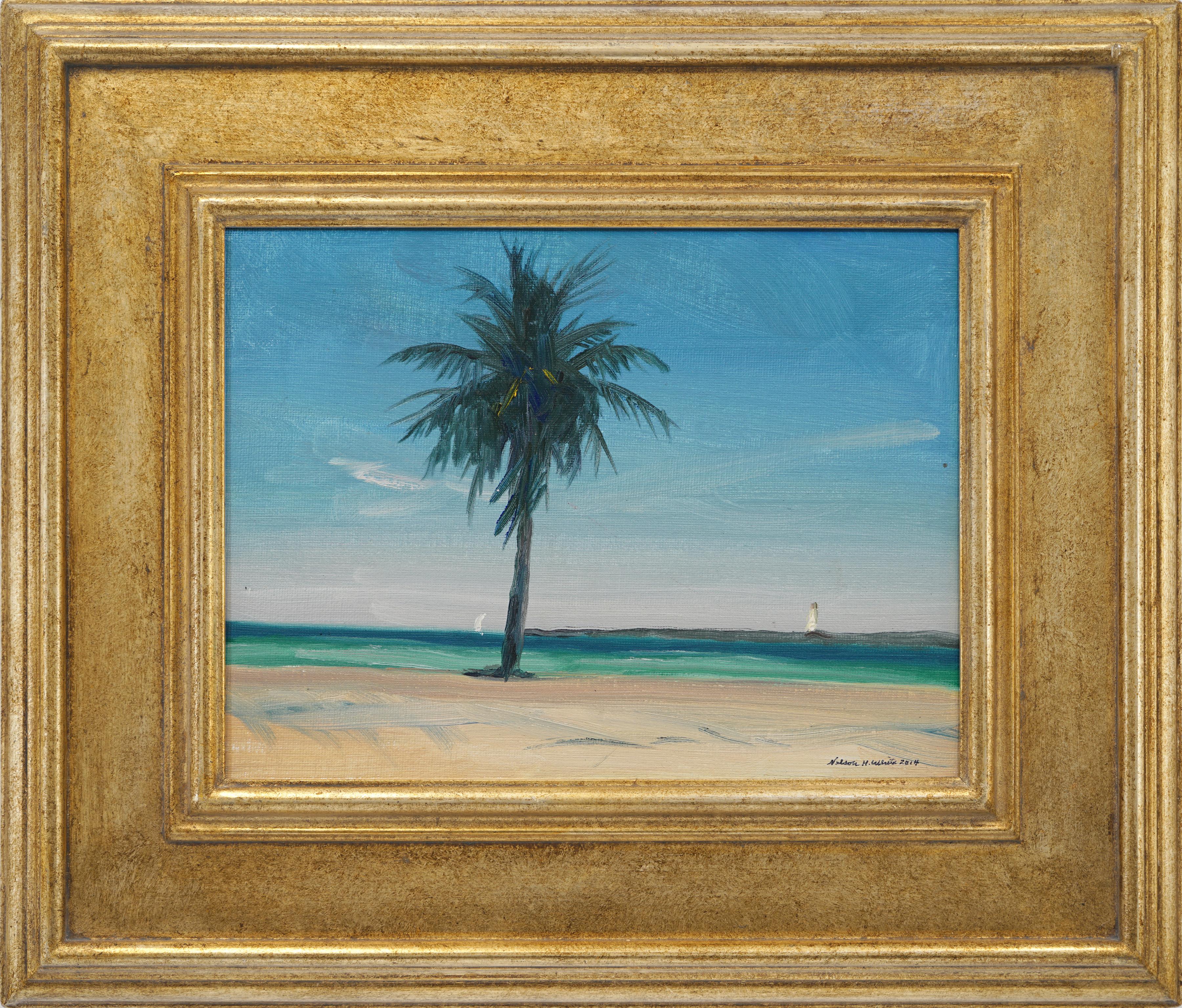 Cable Beach Palm Tree Nassau Bahamas Impressionism 9