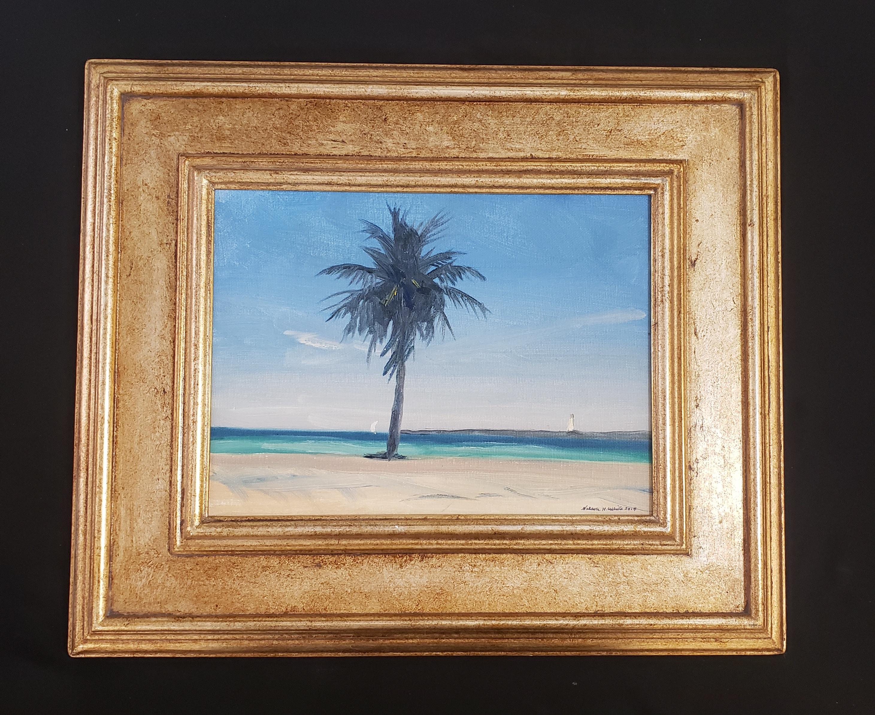   Cable Beach Palm Tree Nassau Bahamas Impressionism Museum Exhibits  - Painting by Nelson H. White