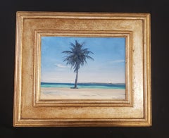 Cable Beach Palm Tree Nassau Bahamas Impressionism 9" x 12"