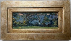 Antique "Jamaican Scene 03.30.2021" contemporary abstract landscape oil painting, framed