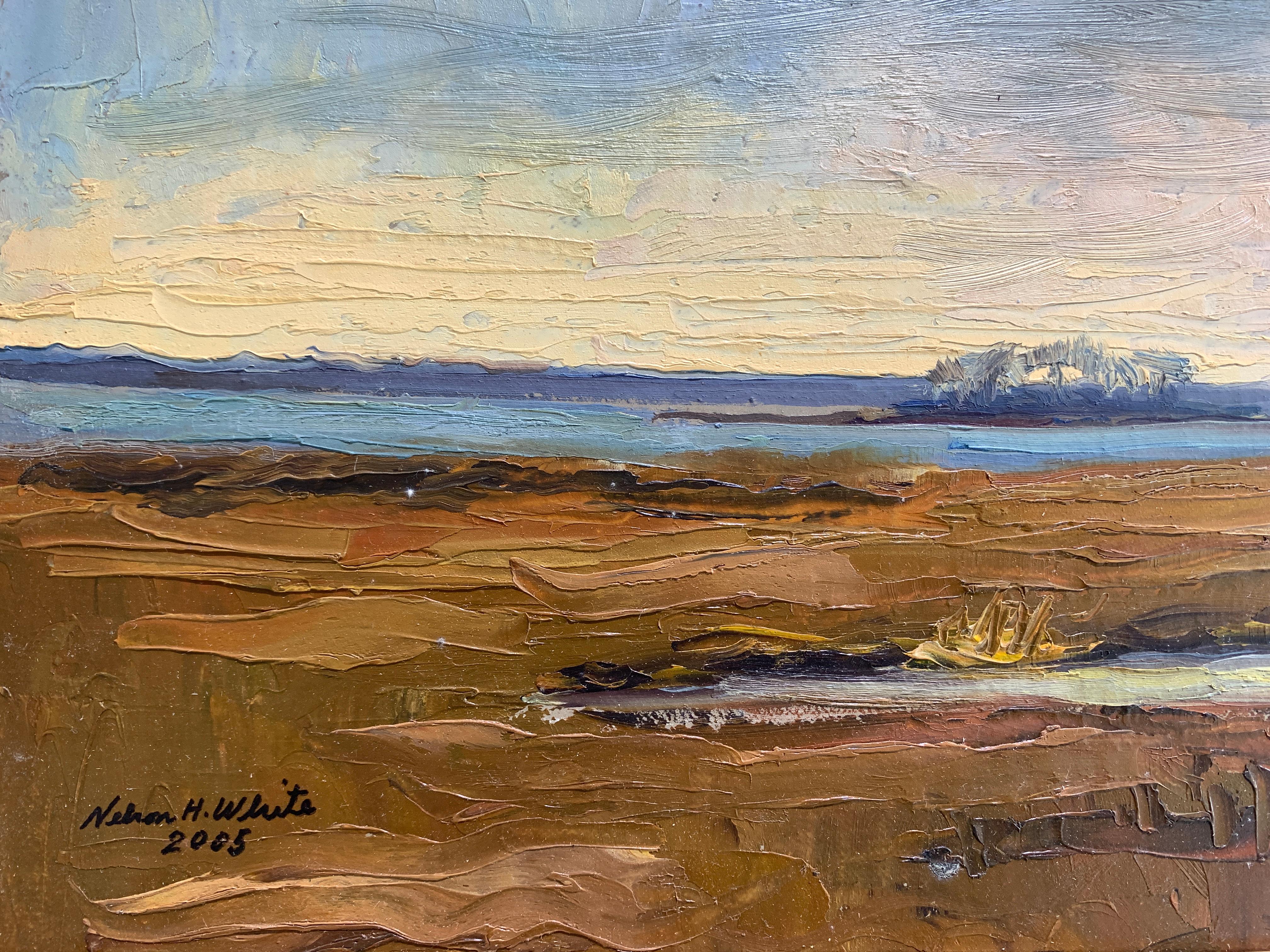 Mashomack Pt 12.27.2005 - Brown Landscape Painting by Nelson H. White