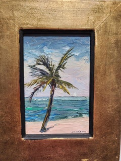 Palm Tree Cable Beach Nassau  Impressionismus 6 "x4" Florenz Akademie $1800