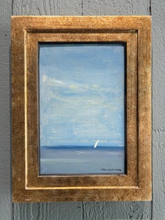 „Sea and Sky 09.05.2024“ Ölgemälde mit blauem Wasser und Himmel, Segel, Impressionismus