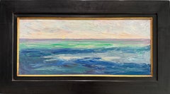 "Sea and Sky, Bahamas" Seascape Impressionist Plein Air Oil Painting, 24x10.25in