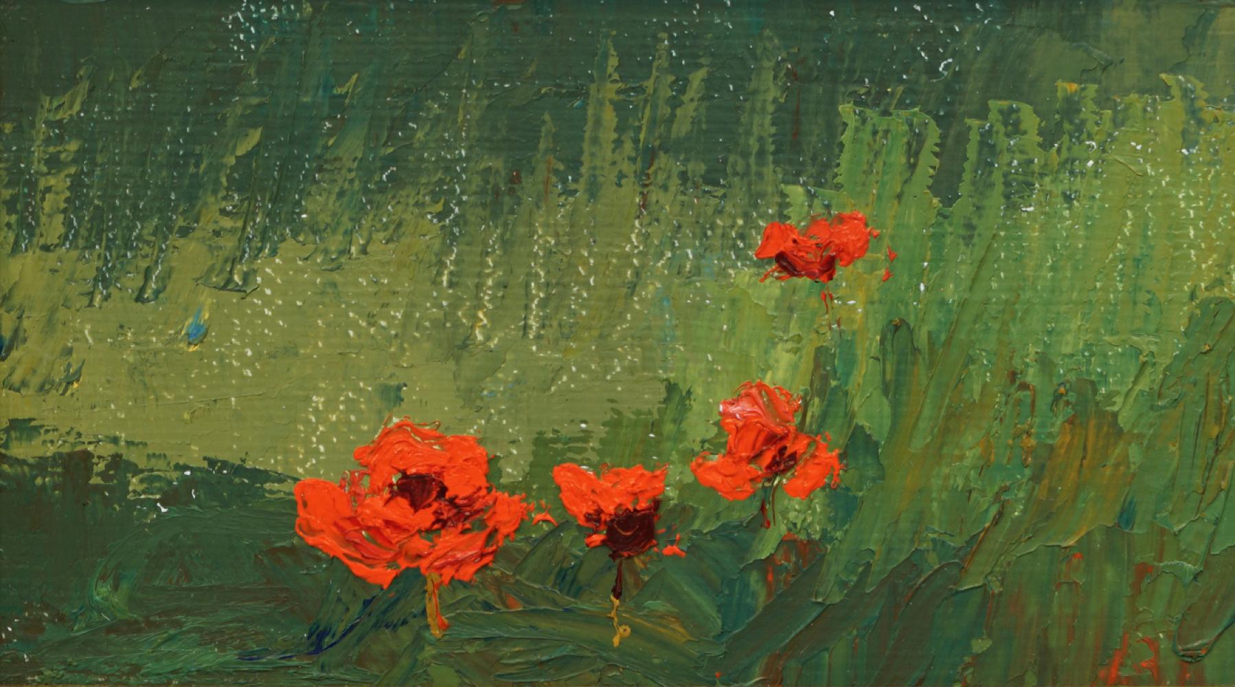 The Italian outdoors is a common theme in Nelson White paintings. These paintings use the Italian countryside depicting the poppy fields as scene for his paintings. His paintings show his love for the outdoors and nature. The Italian Poppy Field is