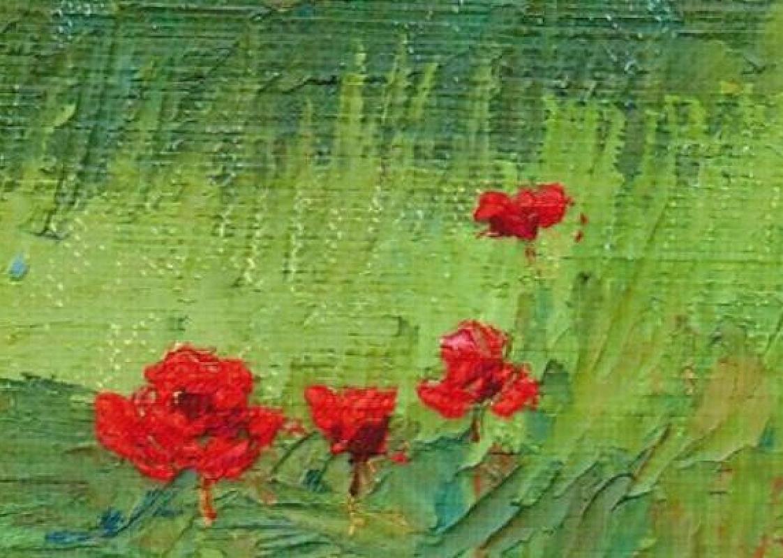 Le terrain de coquelicot italien, style individuel, extérieur et nature, impressionnisme - Painting de Nelson H. White
