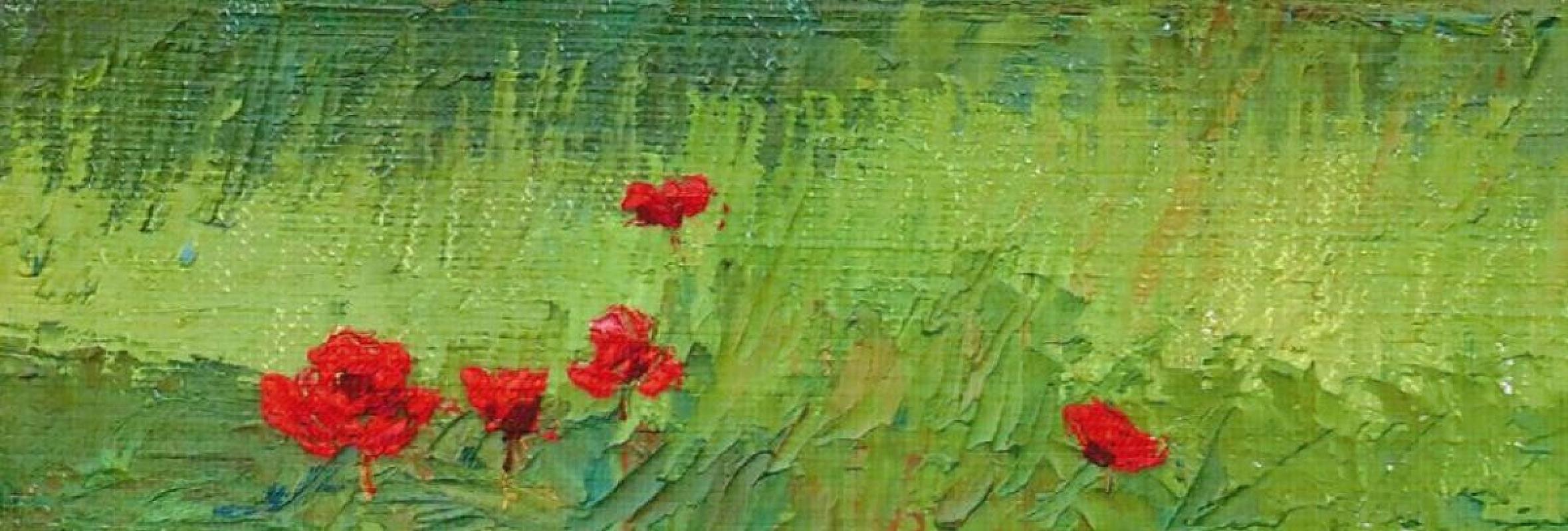 Landscape Painting Nelson H. White - Le terrain de coquelicot italien, style individuel, extérieur et nature, impressionnisme