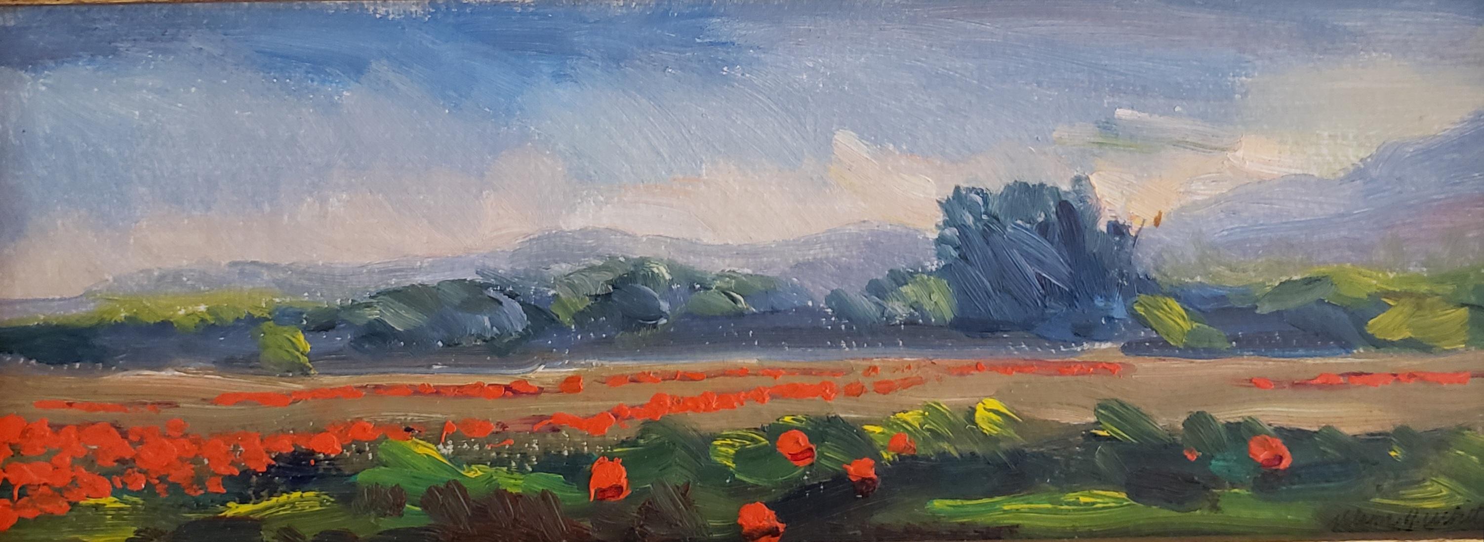 The Italian Poppy Fields, Individual Style, Outdoor and Nature, American Artists - Painting by Nelson H. White