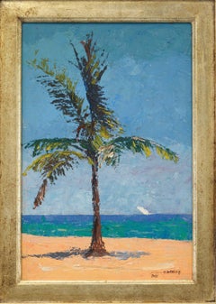 The Palm Tree  Frenchman's Beach   Impressionism  Oil on Panel 12" x 9"  $4000