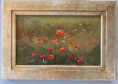 "The Poppy Field 07.2021" contemporary impressionist oil paint red wildflowers