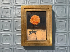 "Die Rose, 11.01.2025" Ölgemälde, impressionistische orange Blume, signiert gerahmt
