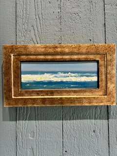 "The Waves 09.28.2024" oil painting of ocean wave breaks, whitecaps, framed