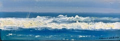 "The Waves 09.28.2024" oil painting of ocean wave breaks, whitecaps, framed