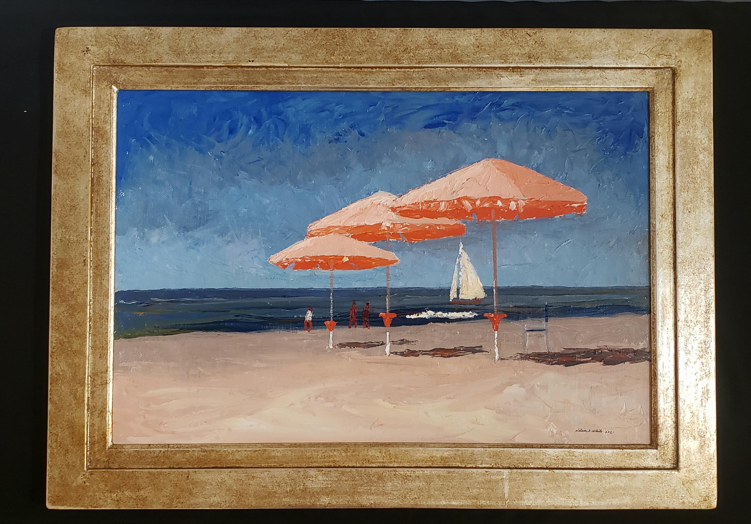 Viareggio, Italian Beach, Impressionism, Outdoor and Nature , Florence  - Painting by Nelson H. White
