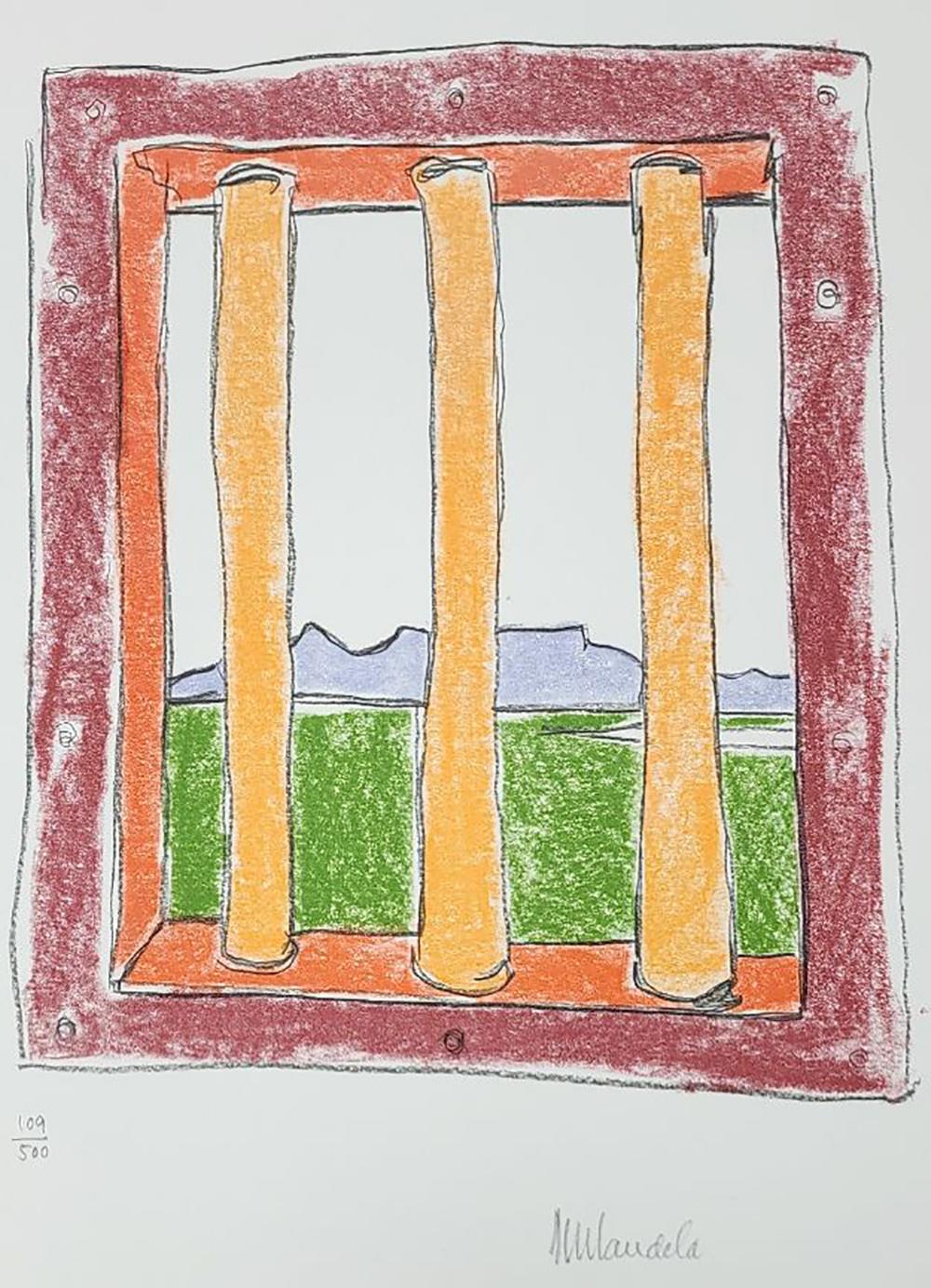 Nelson Mandela La finestra - 2002, litografia firmata e numerata in vendita 1