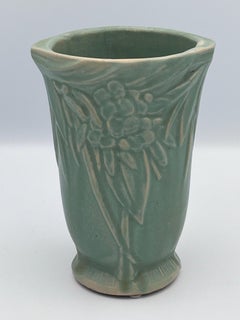 Nelson McCoy Green Leaves and Berries Ceramic Vase