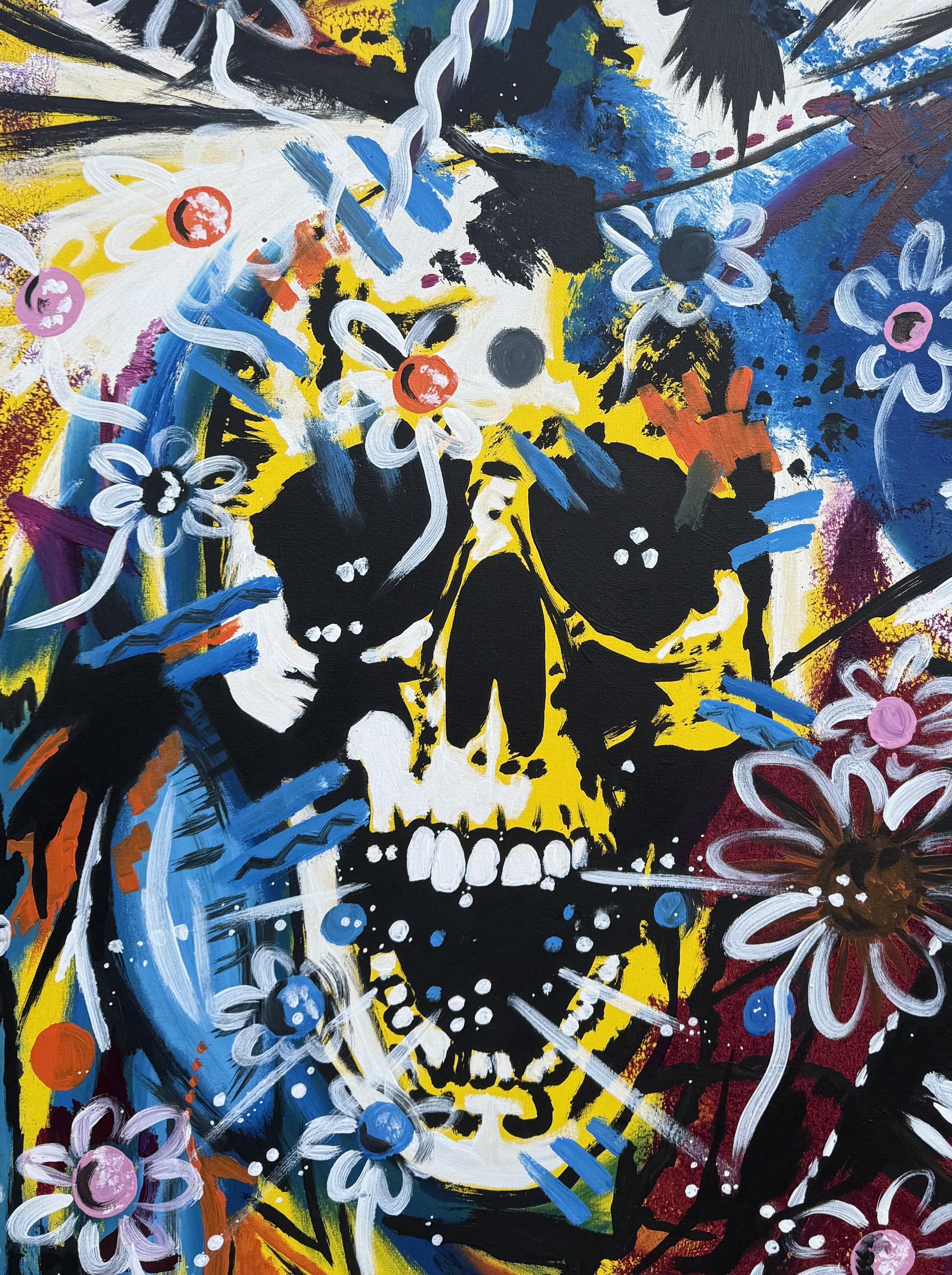 Cycle de vie - Colorful Skull Painting 1 (2023) by Nelson Neves For Sale 1