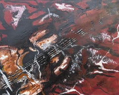 Red Abstract Acrylic Painting Morna 2021 by Nelson Neves