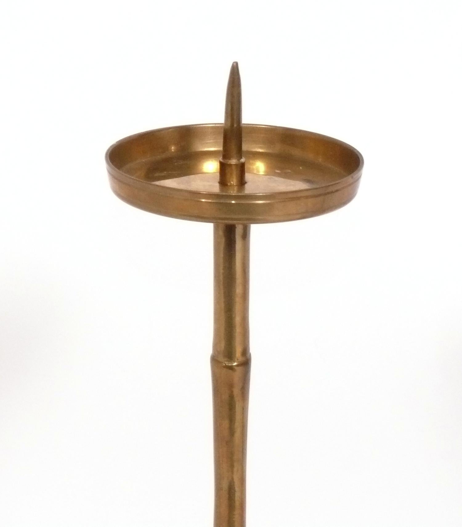 Indian Nelson Rockefeller Collection Asian Inspired Brass Candlesticks For Sale