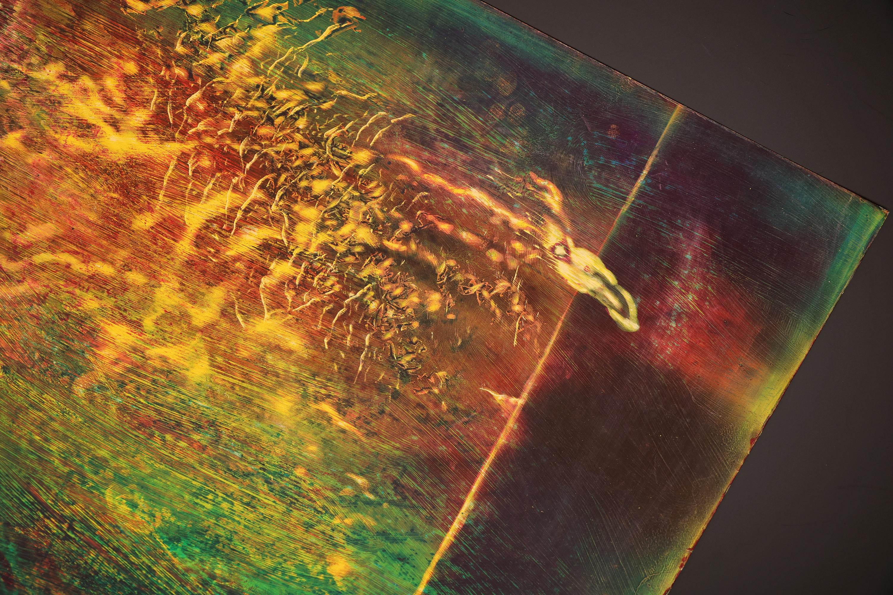 Allegoria in Dante 2, Pittura astratta, Arte contemporanea originale, Espressione - Abstract Painting Marrone di Nelson Serob Shirvanyan