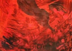 Fire-wave, Horse, Abstract Painting, Contemporary Art Original Red Expression