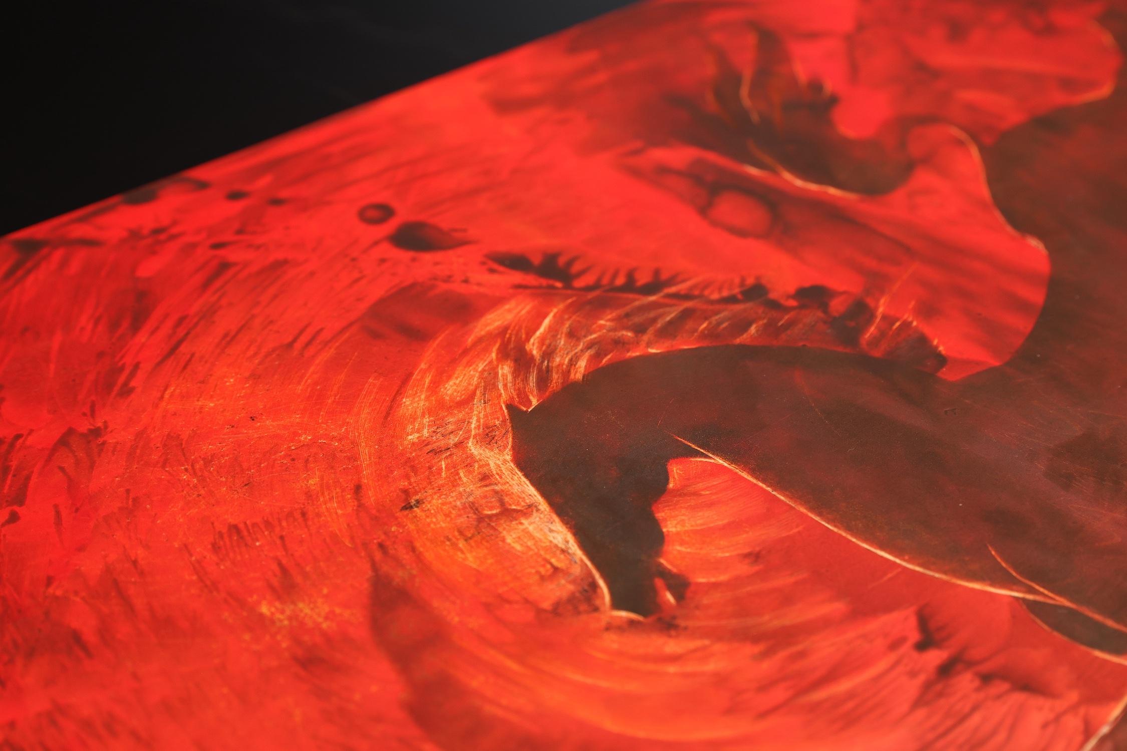 Onda di fuoco, Cavallo, Pittura astratta, Arte contemporanea Originale Espressione rossa - Painting Impressionismo di Nelson Serob Shirvanyan