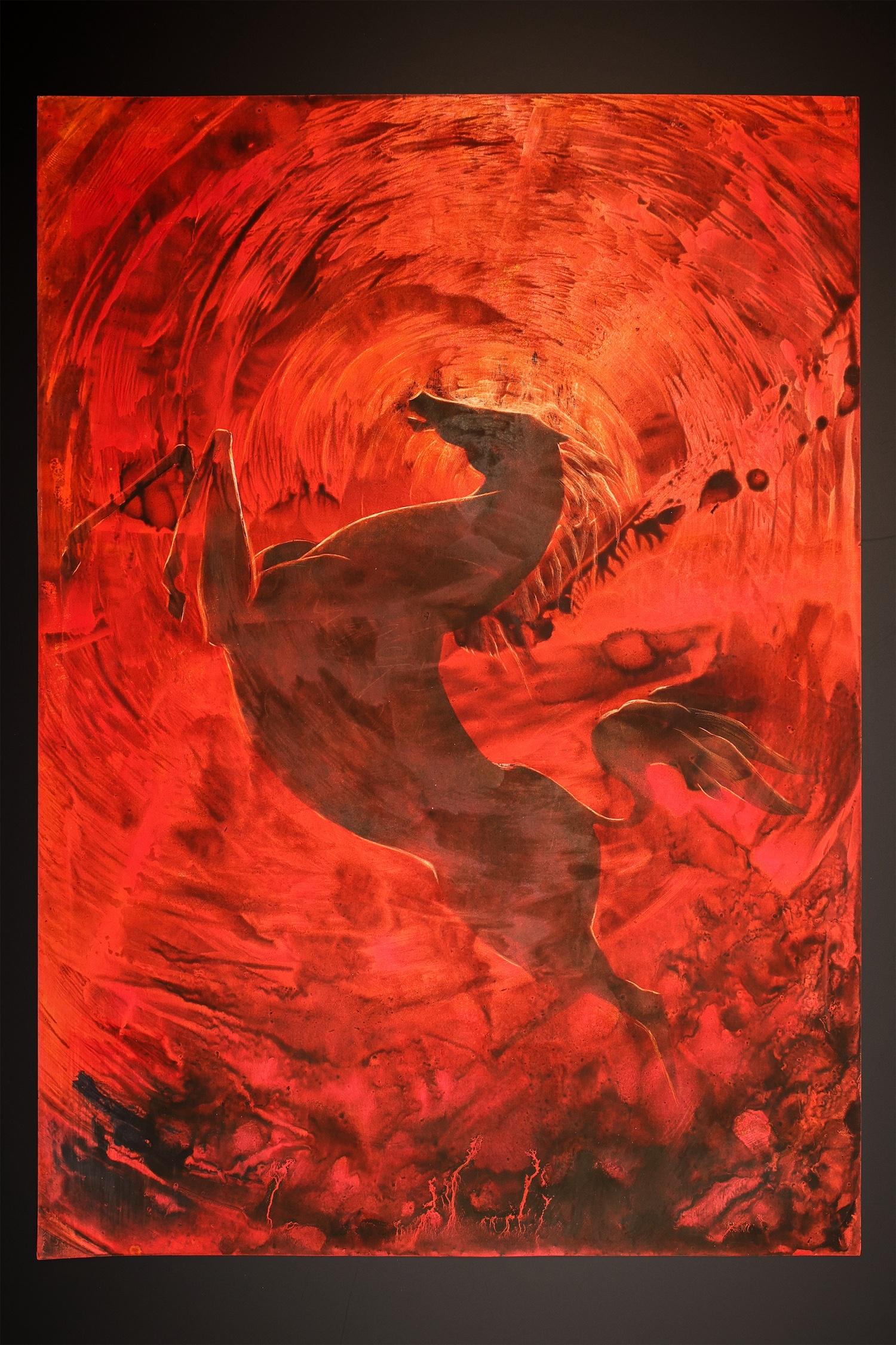 Artistics: Nelson Serob Shirvanyan
Lavoro: Pittura originale, opera d'arte fatta a mano, pezzo unico 
Mezzo: Acrilico su cartone 
Anno: 2001
Stile: Arte astratta, 
Titolo: Onda di fuoco,
Dimensioni: 17