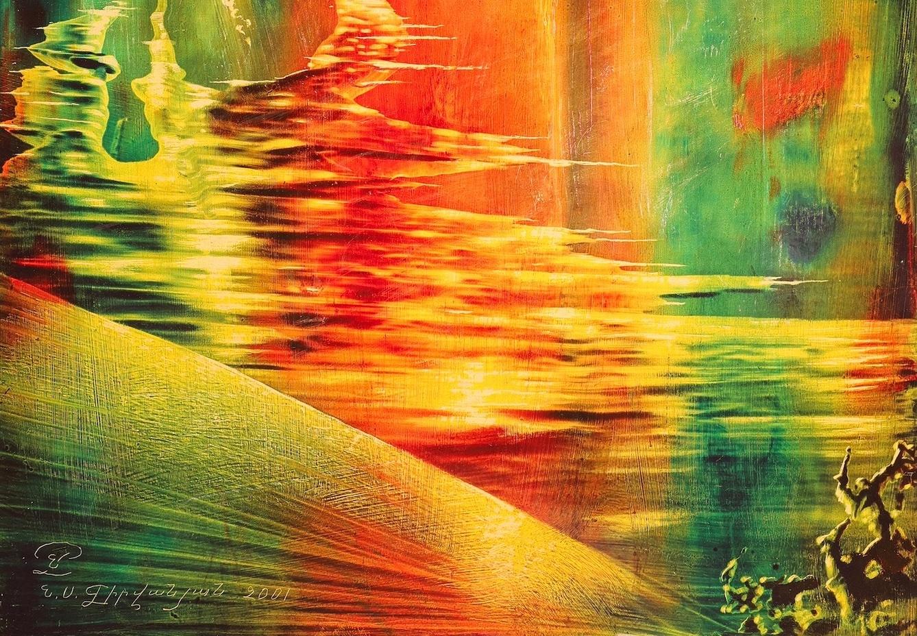 Passaggio, Pittura astratta, Arte contemporanea, Espressione rossa originale - Painting di Nelson Serob Shirvanyan