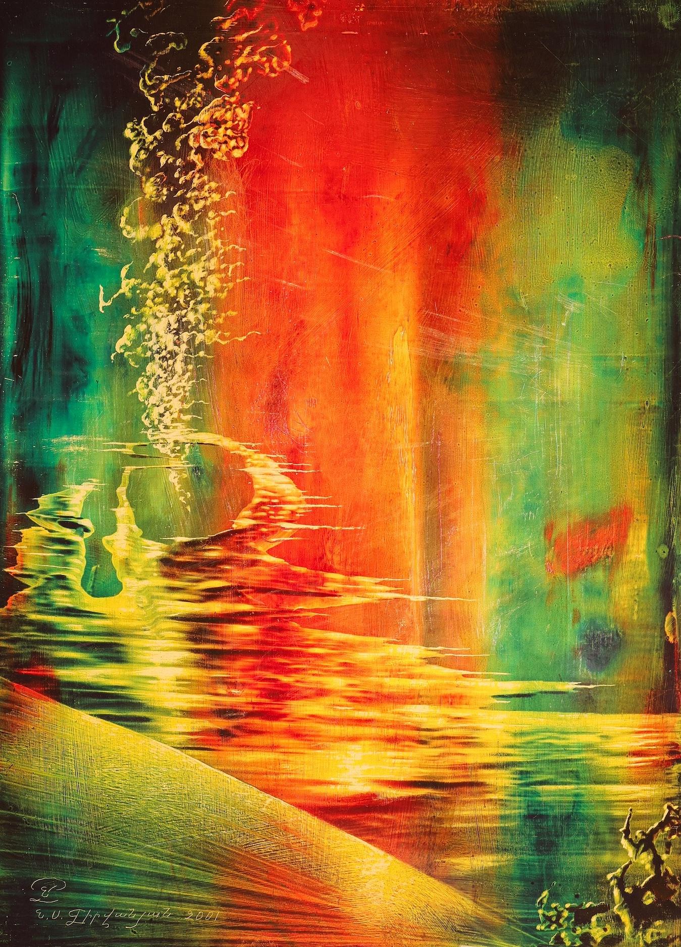 Abstract Painting di Nelson Serob Shirvanyan - Passaggio, Pittura astratta, Arte contemporanea, Espressione rossa originale