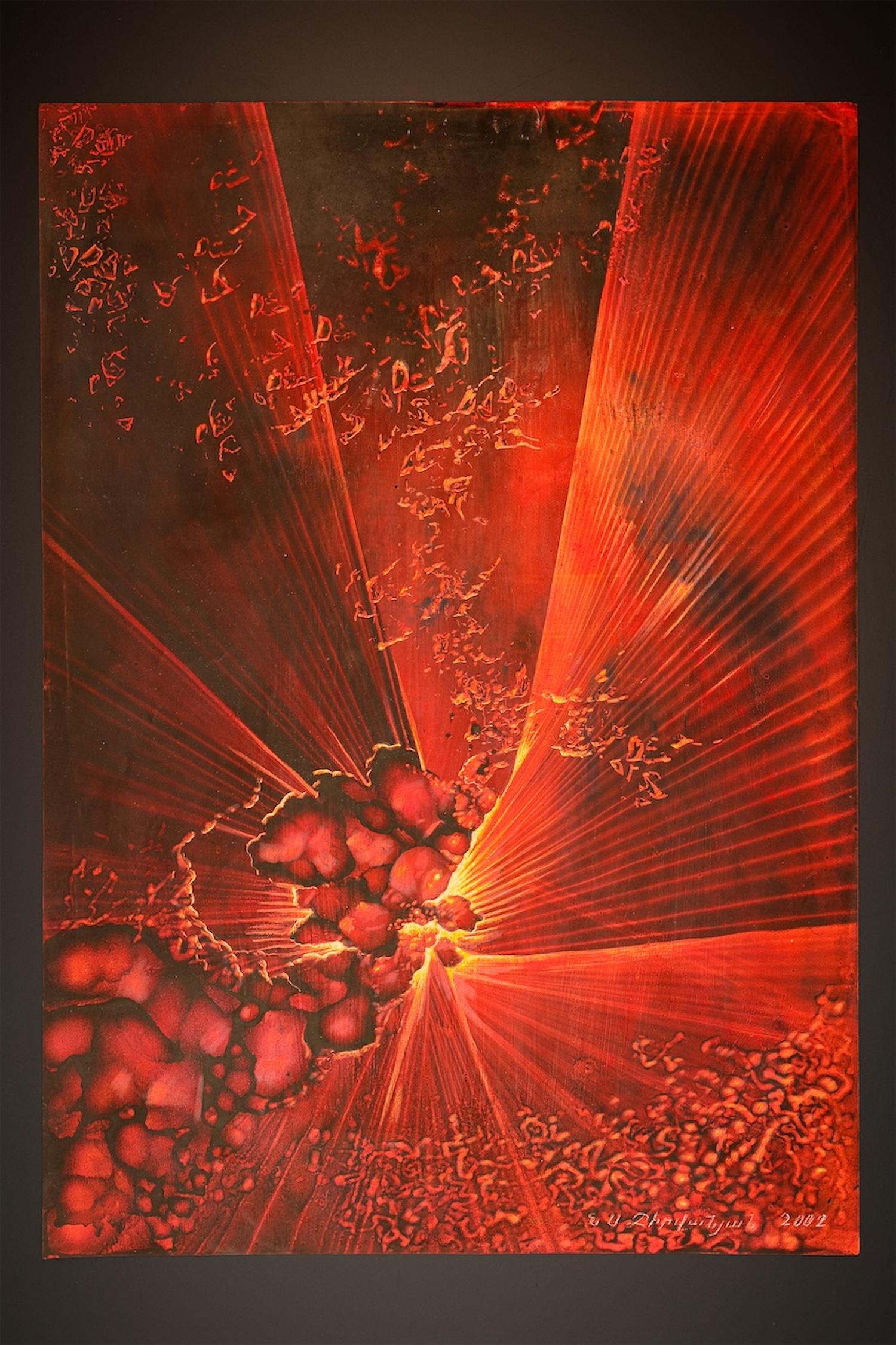 Sogni di cielo rosso, pittura astratta, arte contemporanea originale rossa e nera - Painting Impressionismo di Nelson Serob Shirvanyan