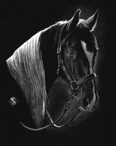 "Horse" (2018) by Nelson Tucker, Horse with Bridle & White Mane