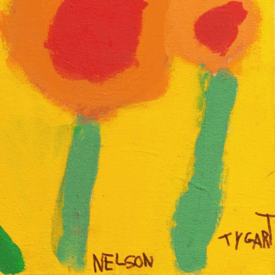 Poppies in a Field  (San Francisco Bay Area, California, Modern, Semi-Abstract)  - Painting by Nelson Tygart