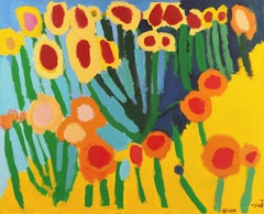 Poppies in a Field  (San Francisco Bay Area, California, Modern, Semi-Abstract) 