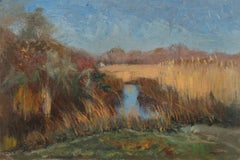 Used "Autumn Waterford 11.01.2015" American Impressionist oil painting en plein air