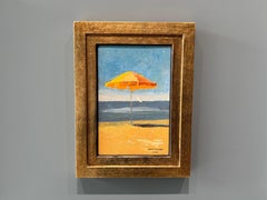 "Bagno Artiglio 10.2025" Oil Painting, Impressionist Beach Scene, Signed, Framed