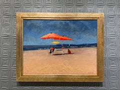 "Bagno La Salute 09.19.2019" Italian Riviera Landscape, Oil painting, gold frame