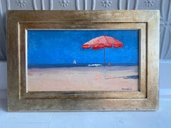 Bagno Martinelli 10.03.22 - American Impressionist painting of beach umbrella