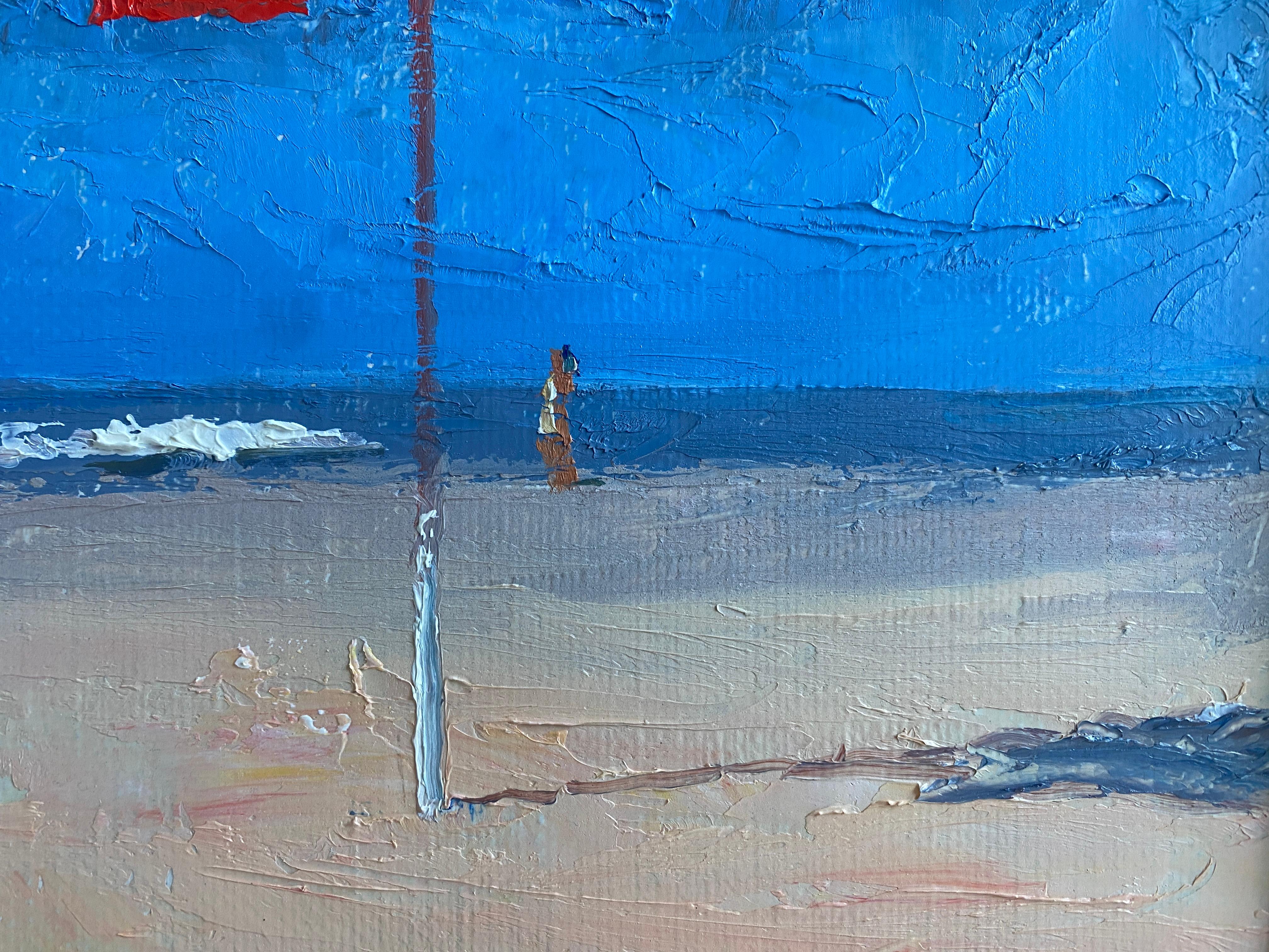 Bagno Martinelli 10.03.22 - Peinture impressionniste américaine représentant un parasol de plage en vente 1