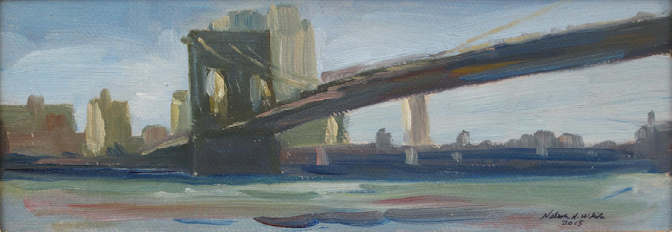 Nelson White Landscape Painting - Brooklyn Bridge 04.30.2015