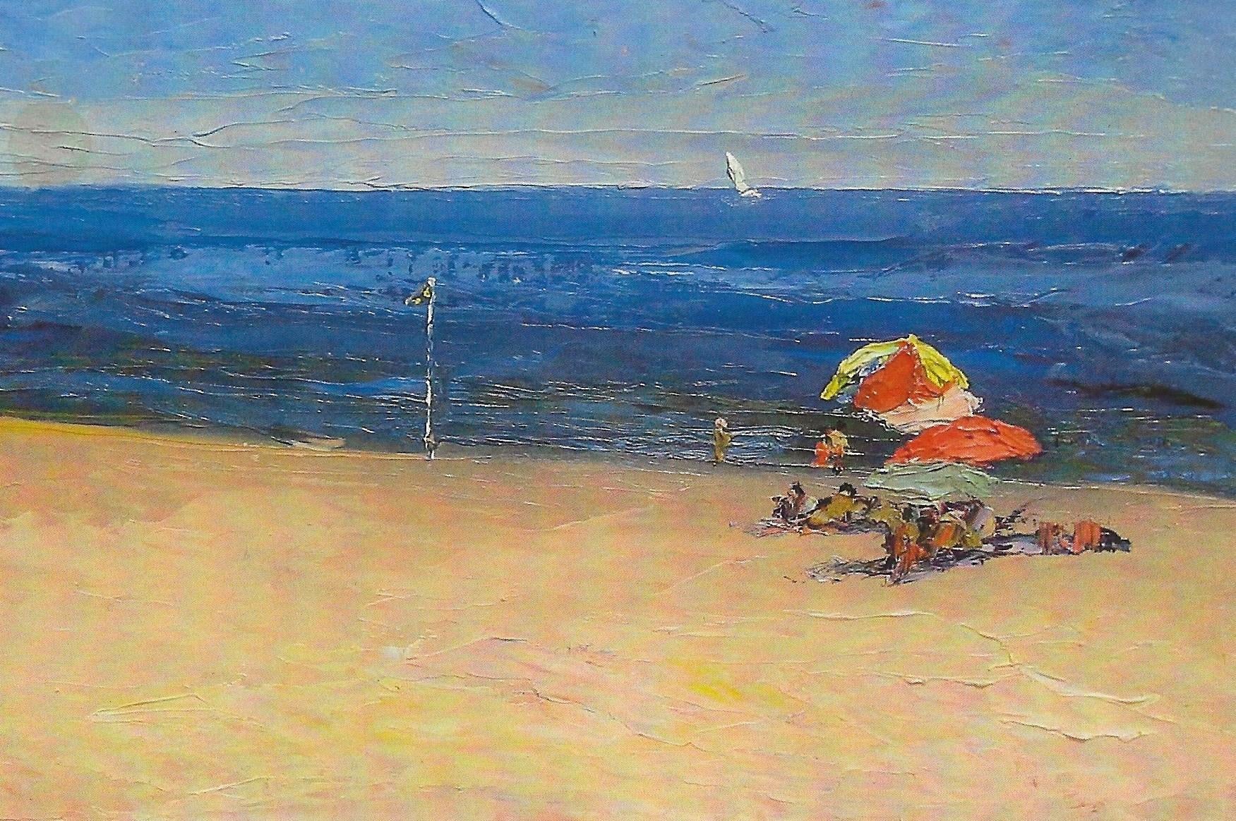 Nelson White Landscape Painting - Coopers Beach, Southampton NY (August 12, 2019)