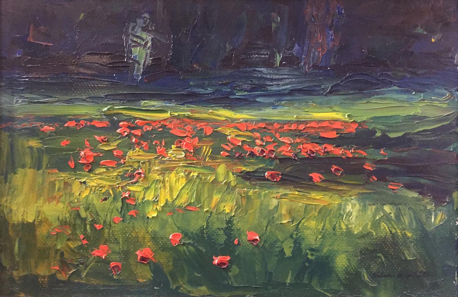 Nelson White Landscape Painting - Field of Poppies
