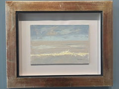 "Floating Sea, Sky, and Wave 2023" Impressionist Landscape, Oil Painting, framed