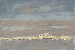 "Floating Sea, Sky, and Wave 2023" Impressionist Landscape, Oil Painting, framed