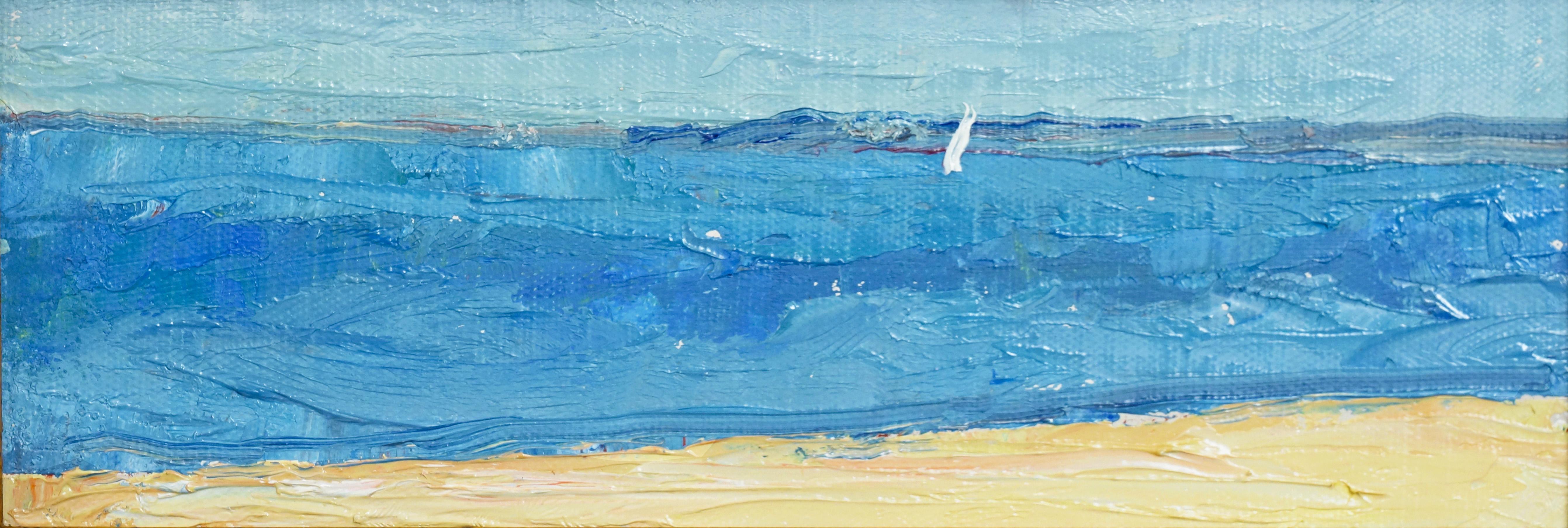 "Long Beach, Sag Harbor 04.16.2026" Ölgemälde, Impressionistische Meereslandschaft, gerahmt