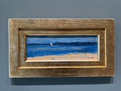 "Long Beach, Sag Harbor 04.17.2026" paesaggio marino impressionista, dipinto a olio, incorniciato