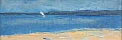 "Long Beach, Sag Harbor 04.17.2026" paesaggio marino impressionista, dipinto a olio, incorniciato