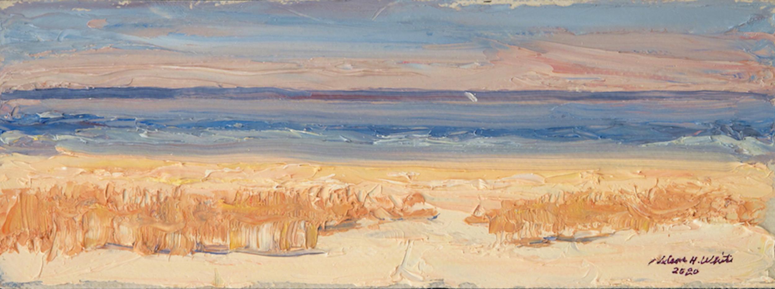"Long Beach, Sag Harbor 11.09.2020 2020" Hamptons beach seascape peinture à l'huile - Art de Nelson White