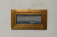 "Sea and Sky 09.26.22" contemporary impressionist seascape in custom frame NHW