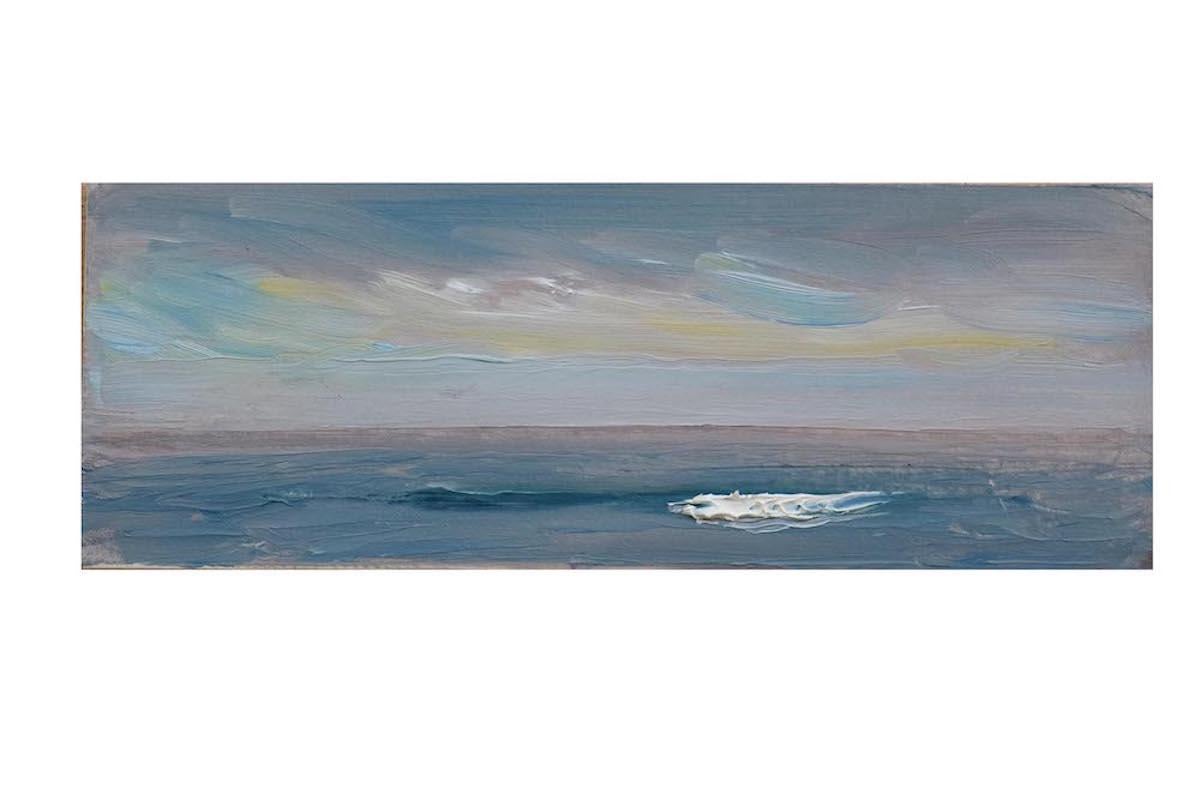 "Sea and Sky 09.26.22" contemporary impressionist seascape in custom frame NHW - Art by Nelson White
